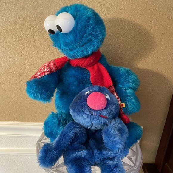 Vintage Big Cookie Monster and Grover Plush Puppet - Picture 1 of 12
